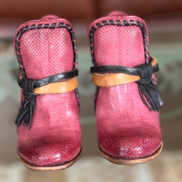 A.S.98 New Airstep Red Boho Genuine Leather Heels Made in Italy Size 37 - Picture 4 of 7